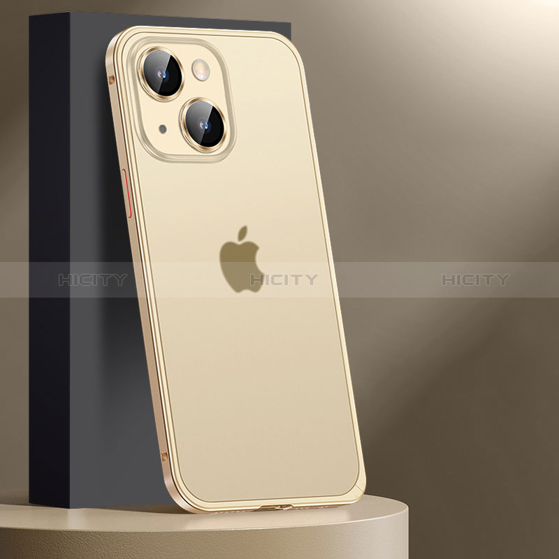 Apple iPhone 14用ケース 高級感 手触り良い メタル兼プラスチック バンパー JL2 アップル ゴールド