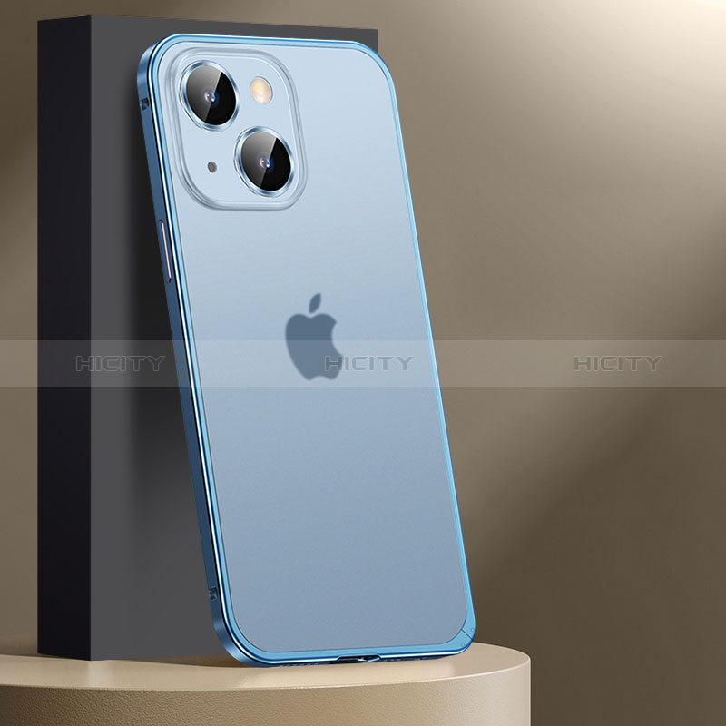 Apple iPhone 14用ケース 高級感 手触り良い メタル兼プラスチック バンパー JL2 アップル ネイビー