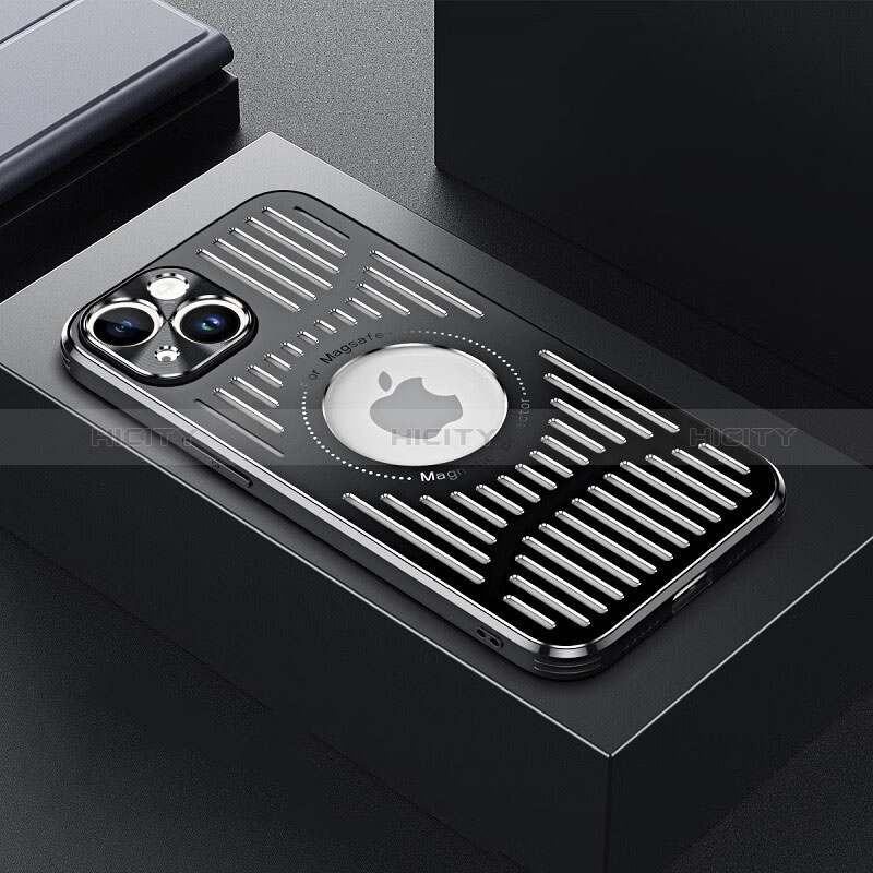 Apple iPhone 14用ケース 高級感 手触り良い アルミメタル 製の金属製 兼シリコン カバー Mag-Safe 磁気 Magnetic TX1 アップル ブラック