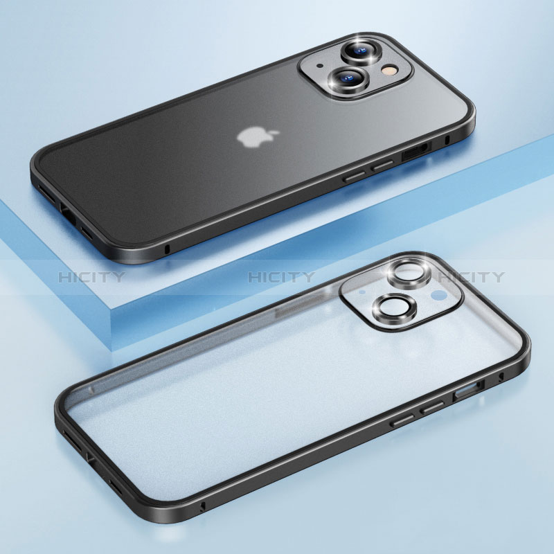 Apple iPhone 14用ケース 高級感 手触り良い メタル兼プラスチック バンパー LF3 アップル ブラック