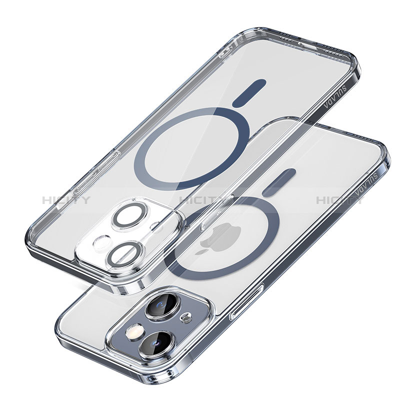 Apple iPhone 14用極薄ソフトケース シリコンケース 耐衝撃 全面保護 クリア透明 カバー Mag-Safe 磁気 Magnetic LD1 アップル ネイビー