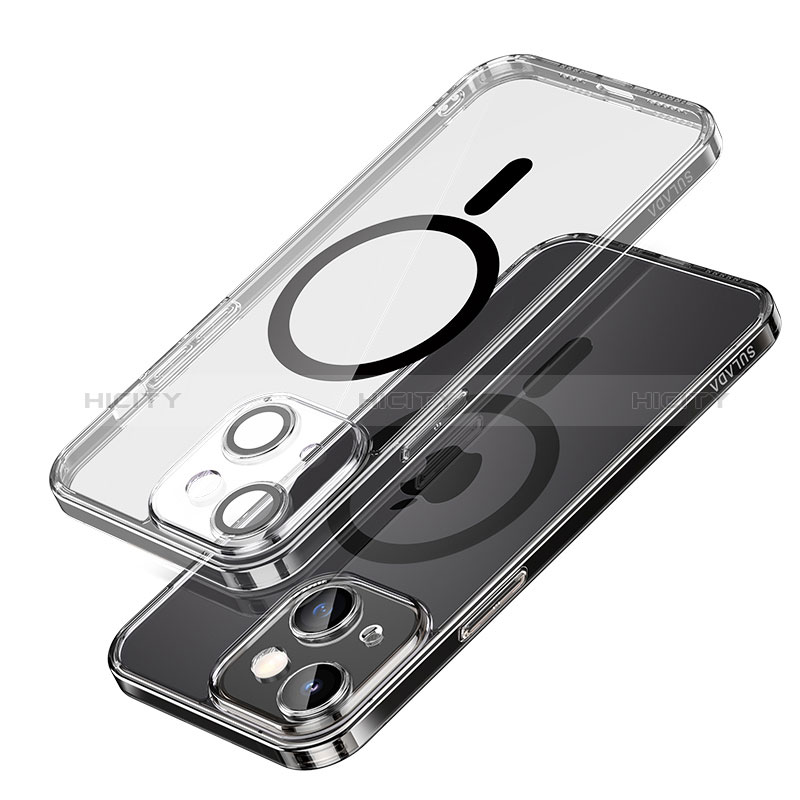 Apple iPhone 14用極薄ソフトケース シリコンケース 耐衝撃 全面保護 クリア透明 カバー Mag-Safe 磁気 Magnetic LD1 アップル ブラック