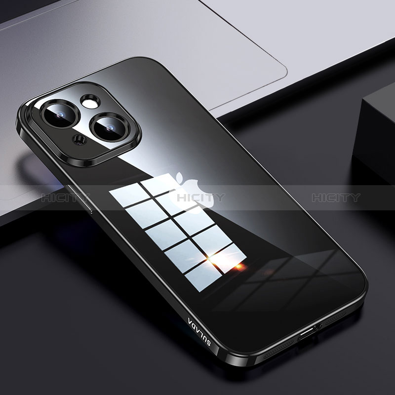 Apple iPhone 14用ハイブリットバンパーケース クリア透明 プラスチック カバー LD2 アップル ブラック