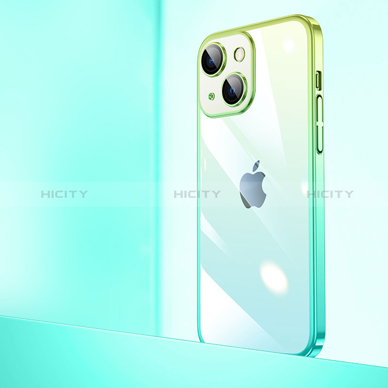 Apple iPhone 14用ハードカバー クリスタル クリア透明 勾配色 QC1 アップル グリーン
