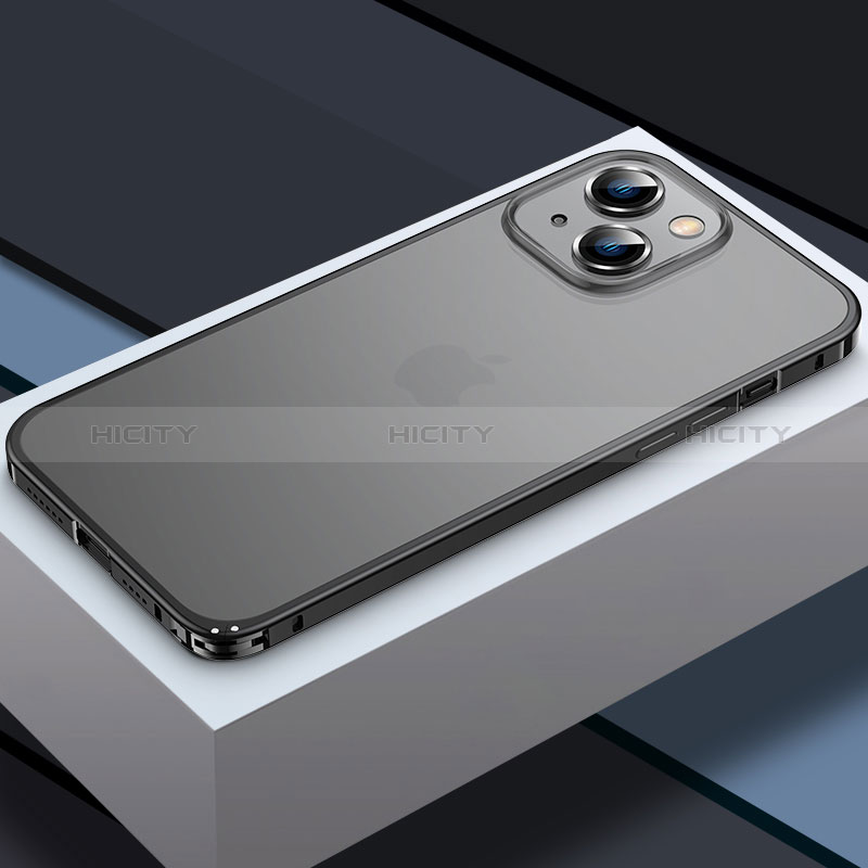Apple iPhone 14用ケース 高級感 手触り良い メタル兼プラスチック バンパー QC3 アップル ブラック