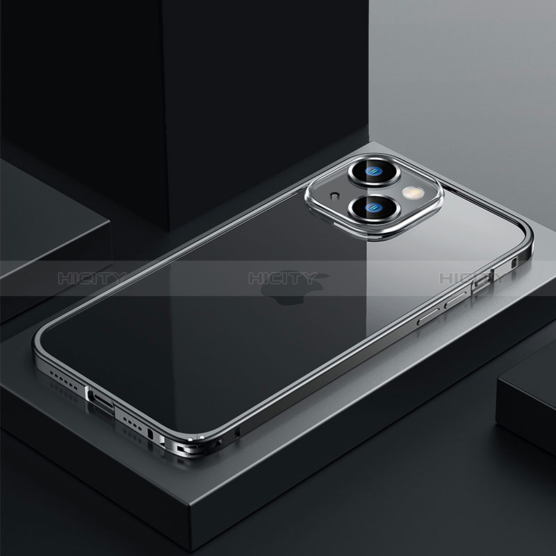 Apple iPhone 14用ケース 高級感 手触り良い メタル兼プラスチック バンパー QC4 アップル ブラック