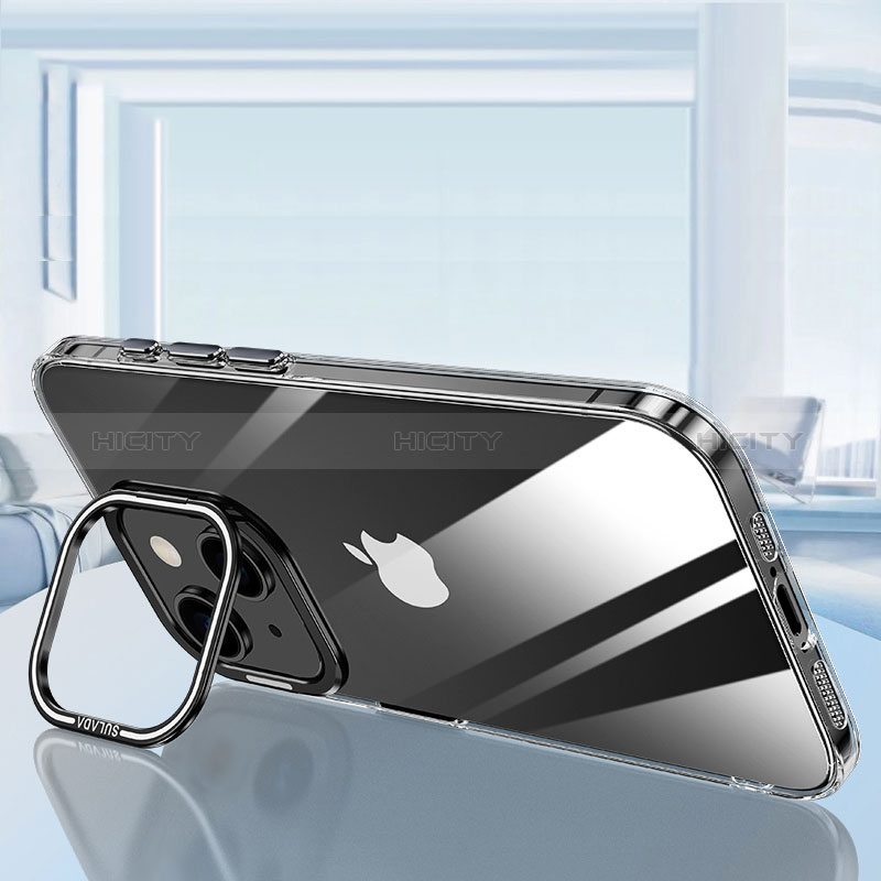 Apple iPhone 14用極薄ソフトケース シリコンケース 耐衝撃 全面保護 クリア透明 LD6 アップル ブラック