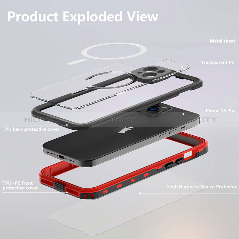 Apple iPhone 14用完全防水ケース ハイブリットバンパーカバー 高級感 手触り良い 360度 Mag-Safe 磁気 Magnetic HJ1 アップル 