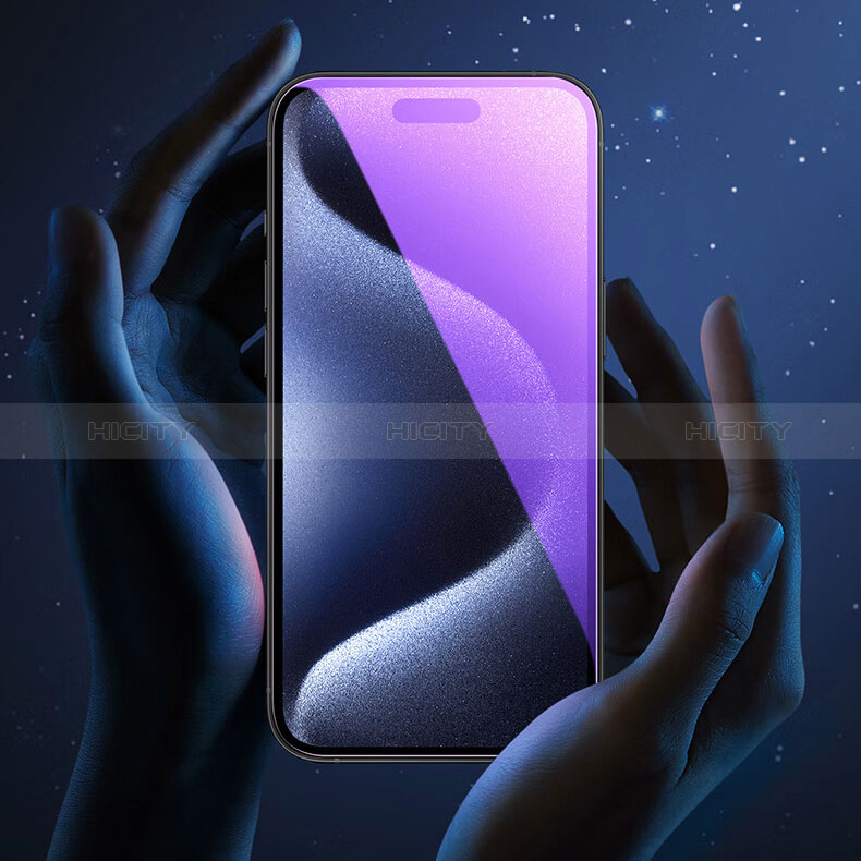 Apple iPhone 14用強化ガラス フル液晶保護フィルム アンチグレア ブルーライト U02 アップル ブラック