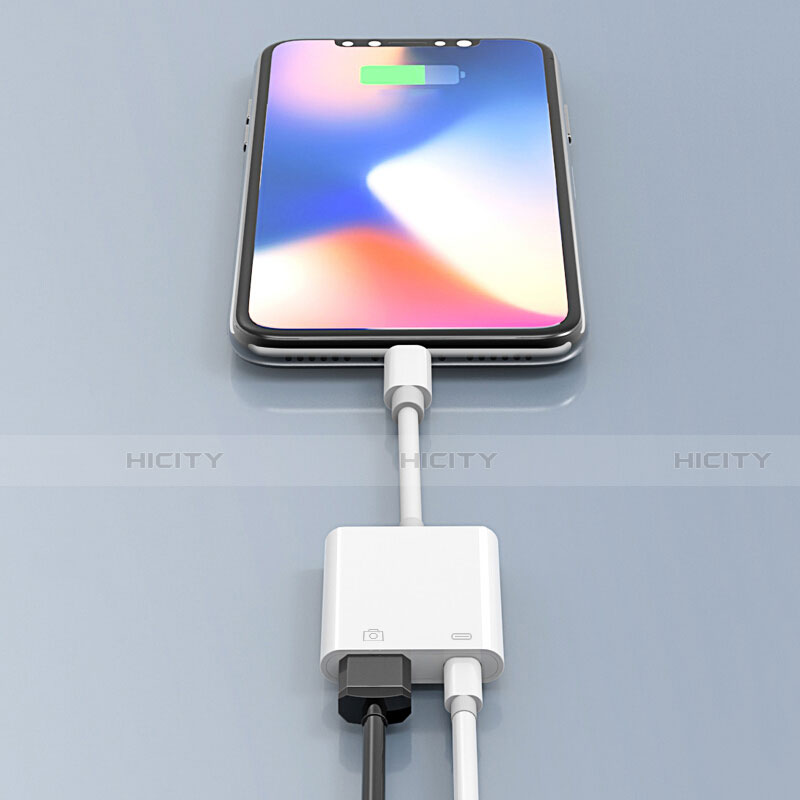 Apple iPhone 14 Plus用Lightning to USB OTG 変換ケーブルアダプタ H01 アップル ホワイト