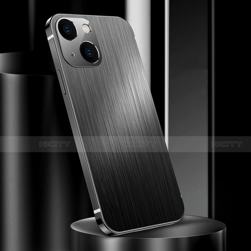 Apple iPhone 14 Plus用ケース 高級感 手触り良い アルミメタル 製の金属製 カバー アップル ブラック