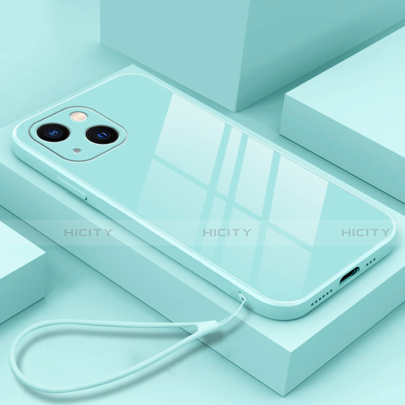 Apple iPhone 14 Plus用ハイブリットバンパーケース プラスチック 鏡面 カバー M03 アップル ブルー