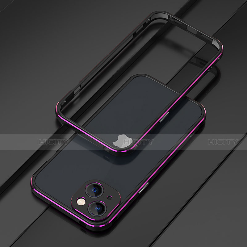 Apple iPhone 14 Plus用ケース 高級感 手触り良い アルミメタル 製の金属製 バンパー カバー A01 アップル パープル
