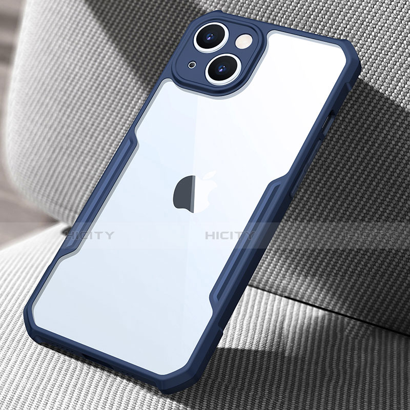Apple iPhone 14 Plus用ハイブリットバンパーケース クリア透明 プラスチック 鏡面 カバー アップル ネイビー
