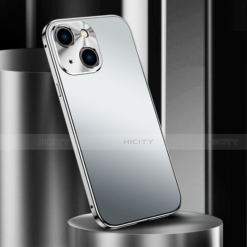Apple iPhone 14 Plus用ケース 高級感 手触り良い アルミメタル 製の金属製 カバー M02 アップル シルバー