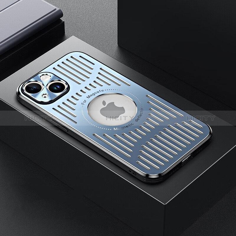 Apple iPhone 14 Plus用ケース 高級感 手触り良い アルミメタル 製の金属製 兼シリコン カバー Mag-Safe 磁気 Magnetic TX1 アップル ネイビー