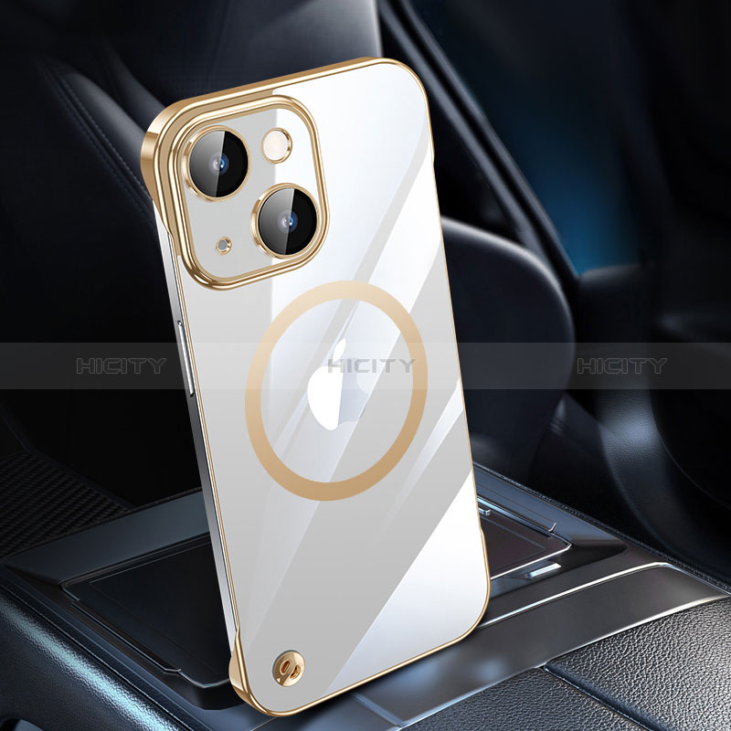 Apple iPhone 14 Plus用ハードカバー クリスタル クリア透明 Mag-Safe 磁気 Magnetic QC1 アップル ゴールド