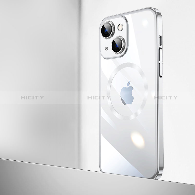 Apple iPhone 14 Plus用ハードカバー クリスタル クリア透明 Mag-Safe 磁気 Magnetic QC2 アップル シルバー