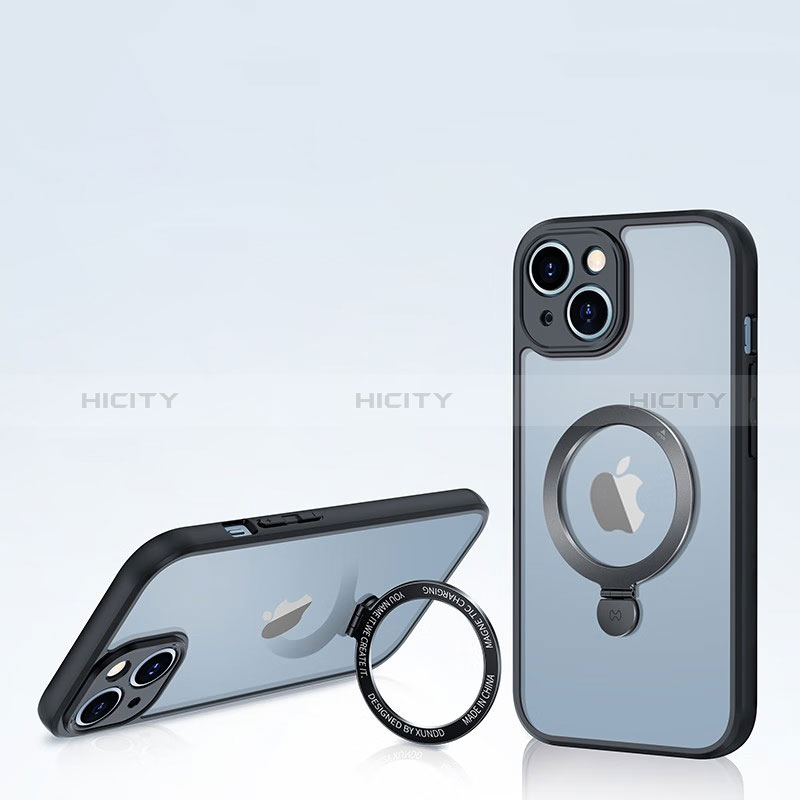 Apple iPhone 14 Plus用極薄ソフトケース シリコンケース 耐衝撃 全面保護 クリア透明 カバー Mag-Safe 磁気 Magnetic XD4 アップル ブラック