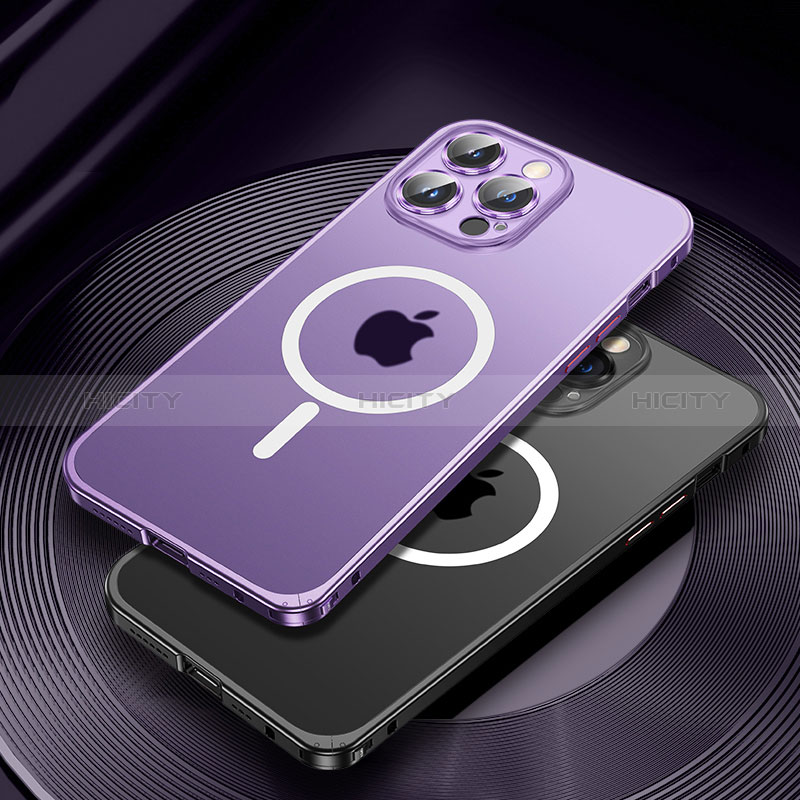 Apple iPhone 14 Plus用ケース 高級感 手触り良い メタル兼プラスチック バンパー Mag-Safe 磁気 Magnetic JL2 アップル 