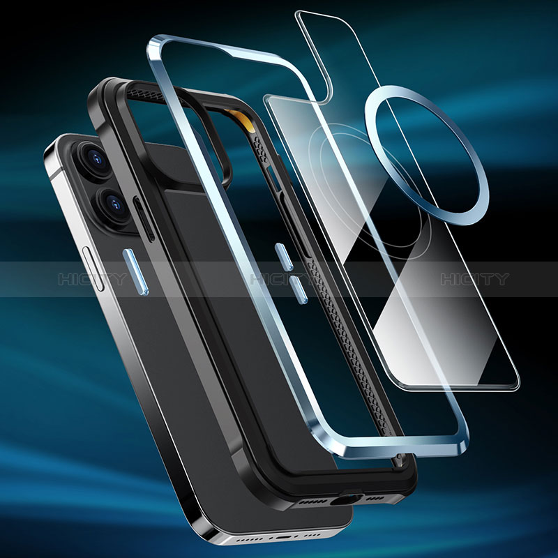 Apple iPhone 14 Plus用ケース 高級感 手触り良い メタル兼プラスチック バンパー Mag-Safe 磁気 Magnetic LF2 アップル 