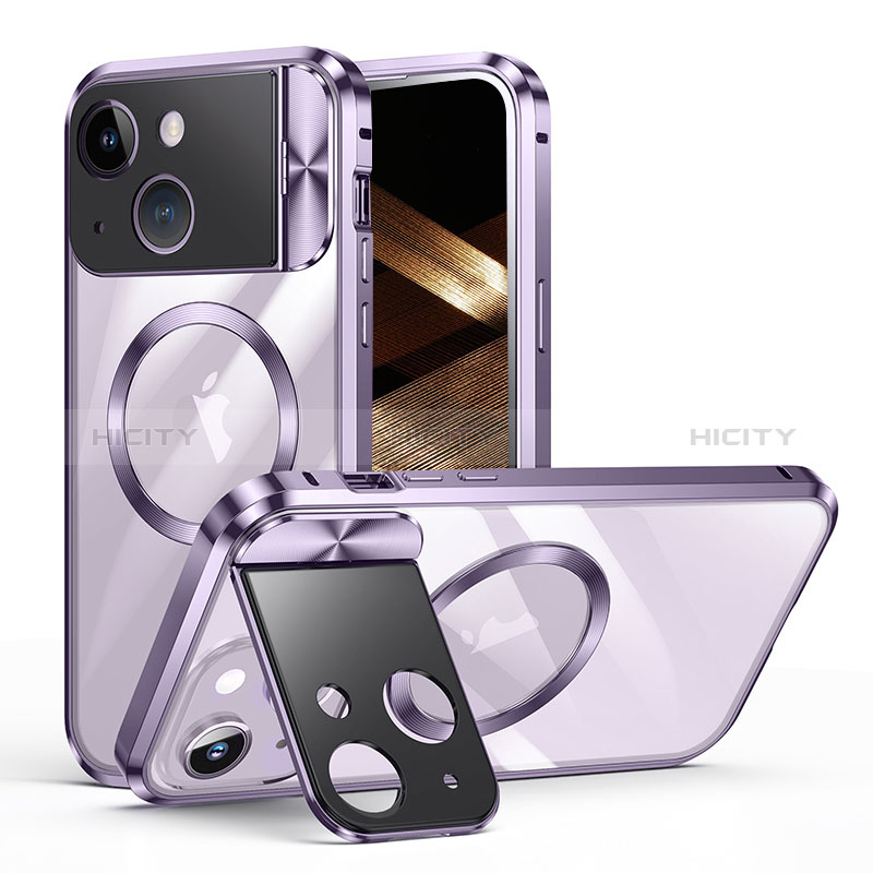Apple iPhone 14 Plus用ケース 高級感 手触り良い メタル兼プラスチック バンパー Mag-Safe 磁気 Magnetic LK4 アップル 