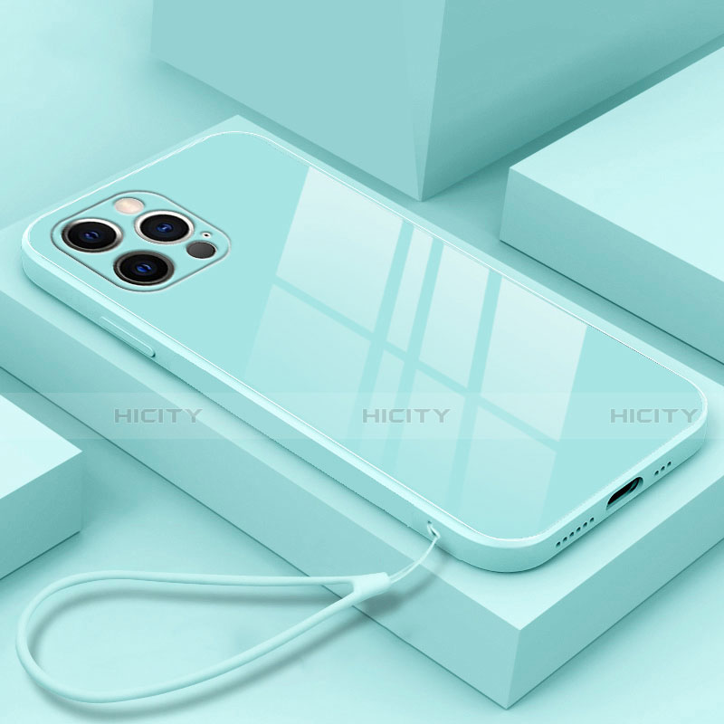 Apple iPhone 14 Pro用ハイブリットバンパーケース プラスチック 鏡面 カバー M09 アップル ブルー