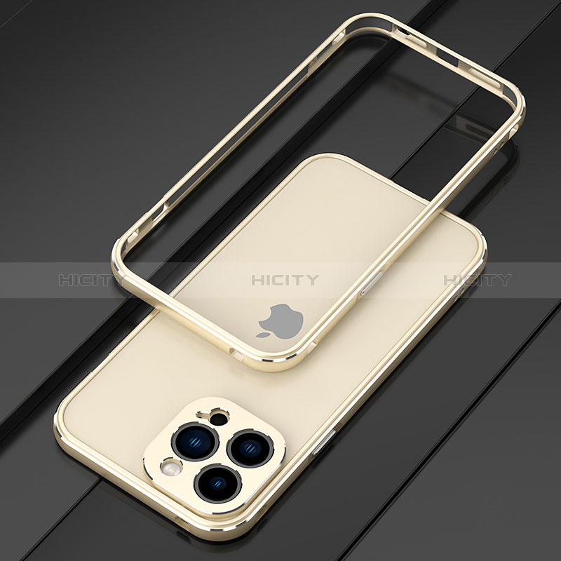 Apple iPhone 14 Pro用ケース 高級感 手触り良い アルミメタル 製の金属製 バンパー カバー アップル ゴールド