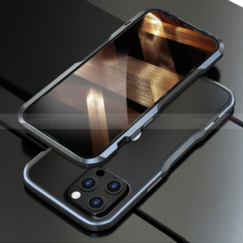 Apple iPhone 14 Pro用ケース 高級感 手触り良い アルミメタル 製の金属製 バンパー カバー A01 アップル グレー