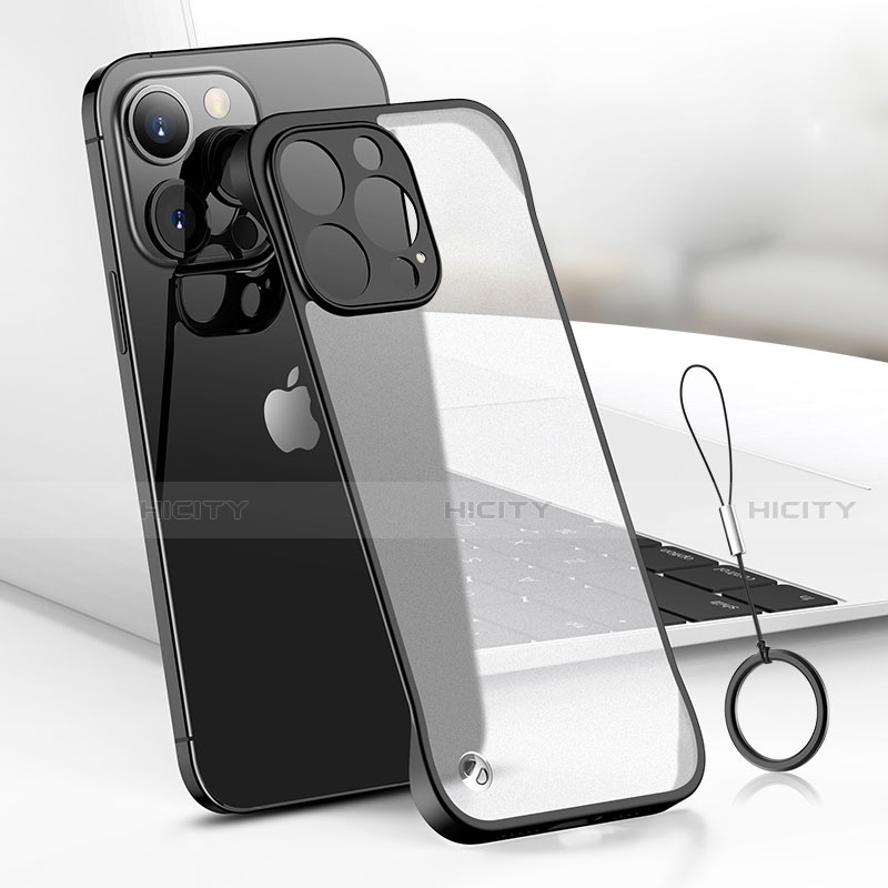 Apple iPhone 14 Pro用ハードカバー クリスタル クリア透明 H03 アップル ブラック