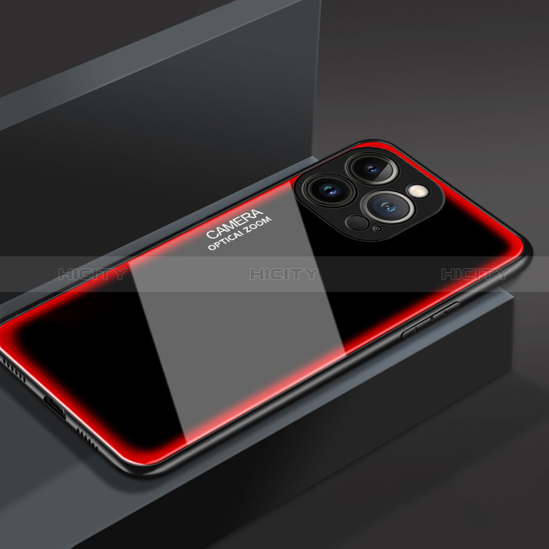 Apple iPhone 14 Pro用ハイブリットバンパーケース プラスチック 鏡面 カバー M01 アップル レッド