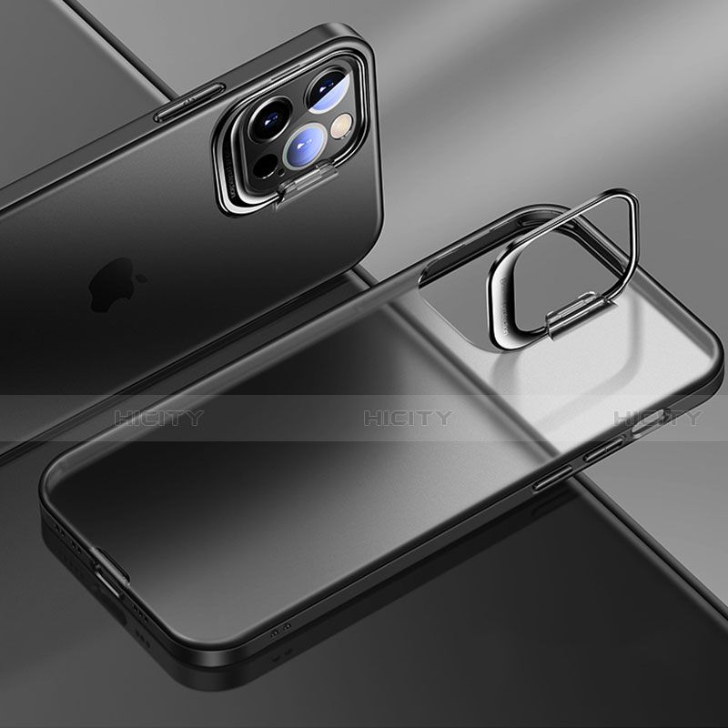 Apple iPhone 14 Pro用極薄ケース クリア透明 プラスチック 質感もマットU08 アップル ブラック