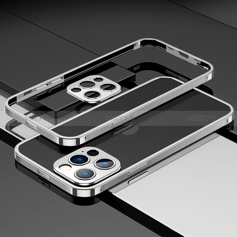 Apple iPhone 14 Pro用ケース 高級感 手触り良い アルミメタル 製の金属製 バンパー カバー A03 アップル シルバー