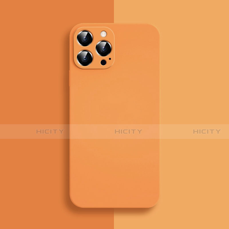 Apple iPhone 14 Pro用360度 フルカバー極薄ソフトケース シリコンケース 耐衝撃 全面保護 バンパー S04 アップル オレンジ