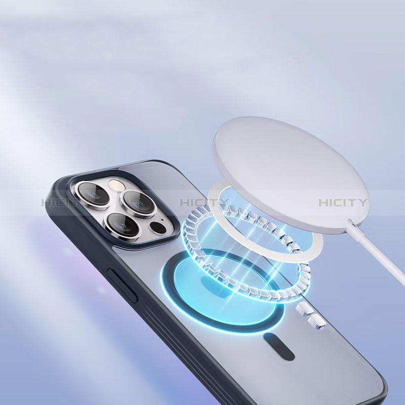Apple iPhone 14 Pro用極薄ソフトケース シリコンケース 耐衝撃 全面保護 クリア透明 カバー Mag-Safe 磁気 Magnetic X01D アップル ブラック