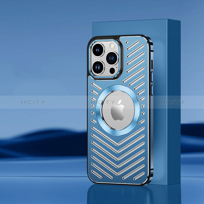Apple iPhone 14 Pro用ケース 高級感 手触り良い アルミメタル 製の金属製 兼シリコン カバー Mag-Safe 磁気 Magnetic AC1 アップル ネイビー