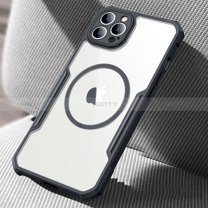 Apple iPhone 14 Pro用極薄ソフトケース シリコンケース 耐衝撃 全面保護 クリア透明 カバー Mag-Safe 磁気 Magnetic XD5 アップル ブラック