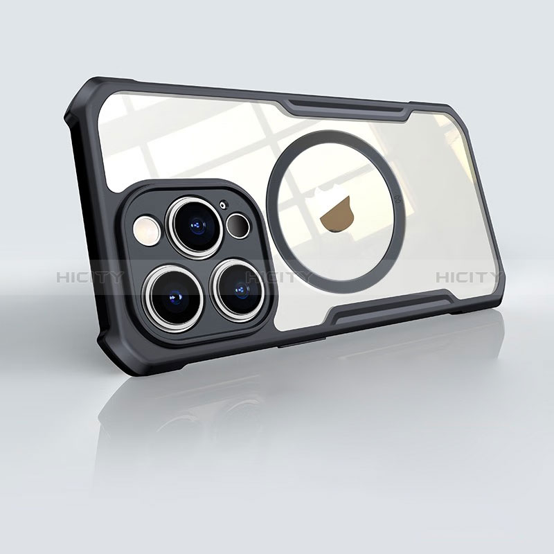 Apple iPhone 14 Pro用極薄ソフトケース シリコンケース 耐衝撃 全面保護 クリア透明 カバー Mag-Safe 磁気 Magnetic XD5 アップル ブラック