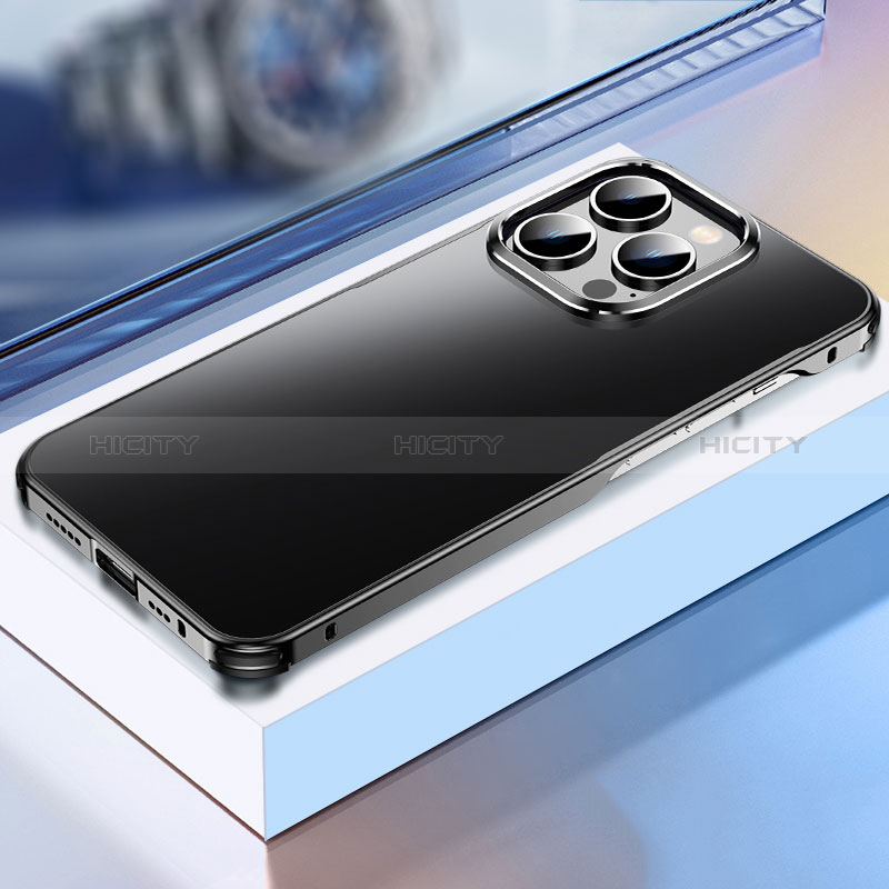 Apple iPhone 14 Pro用ケース 高級感 手触り良い アルミメタル 製の金属製 カバー TB1 アップル ブラック