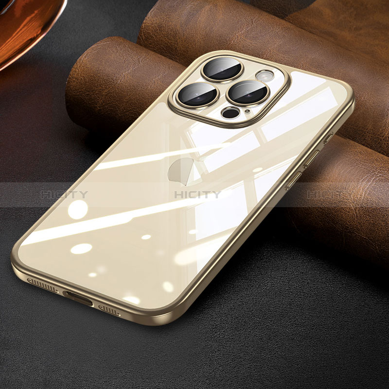 Apple iPhone 14 Pro用極薄ソフトケース シリコンケース 耐衝撃 全面保護 クリア透明 LD7 アップル ゴールド