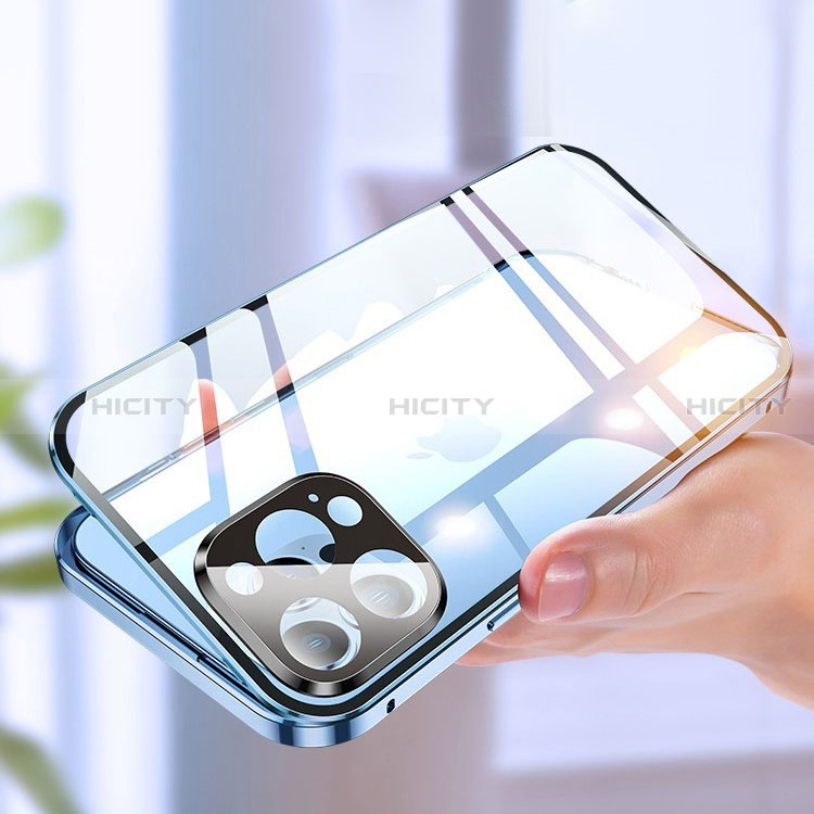 Apple iPhone 14 Pro用ケース 高級感 手触り良い アルミメタル 製の金属製 360度 フルカバーバンパー 鏡面 カバー M05 アップル 