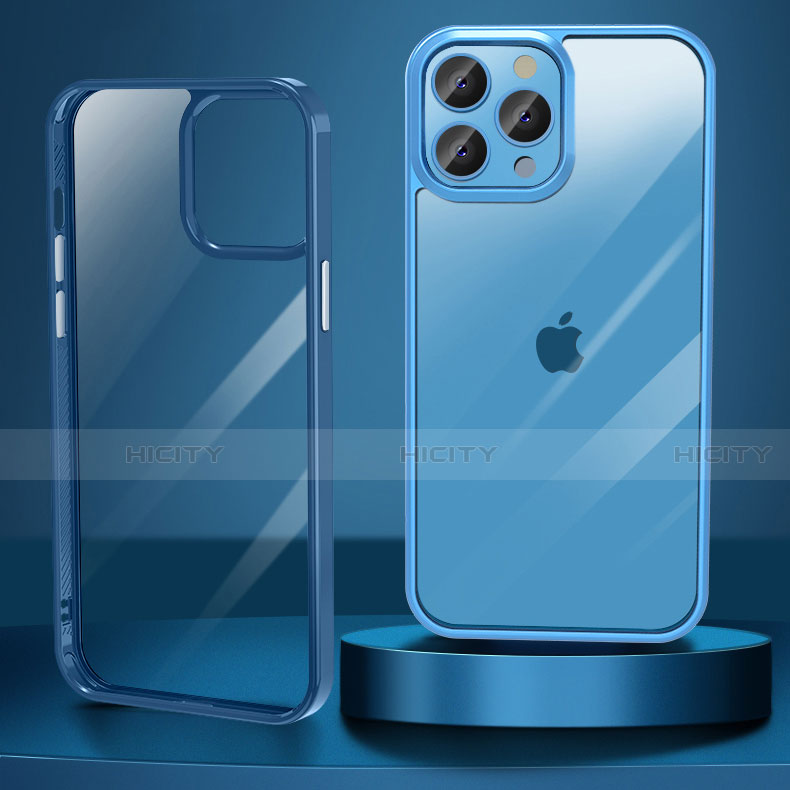 Apple iPhone 14 Pro用ハイブリットバンパーケース クリア透明 プラスチック 鏡面 カバー M04 アップル 