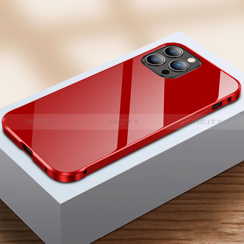 Apple iPhone 14 Pro用ケース 高級感 手触り良い アルミメタル 製の金属製 360度 フルカバーバンパー 鏡面 カバー M07 アップル 