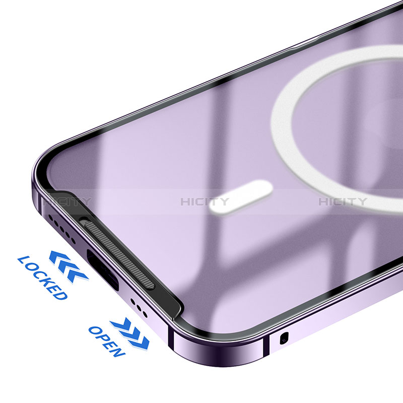 Apple iPhone 14 Pro用ケース 高級感 手触り良い メタル兼プラスチック バンパー Mag-Safe 磁気 Magnetic LK1 アップル 