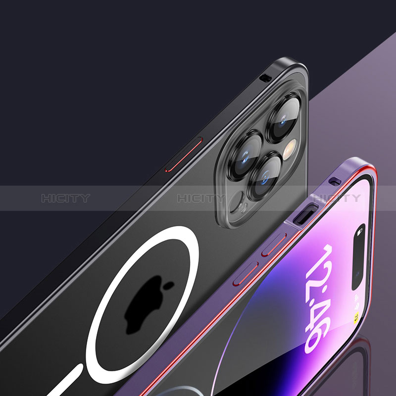 Apple iPhone 14 Pro用ケース 高級感 手触り良い メタル兼プラスチック バンパー Mag-Safe 磁気 Magnetic JL2 アップル