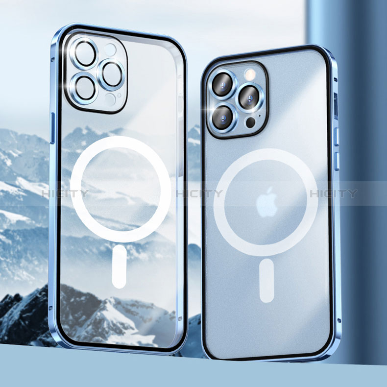 Apple iPhone 14 Pro用ケース 高級感 手触り良い メタル兼プラスチック バンパー Mag-Safe 磁気 Magnetic LF1 アップル