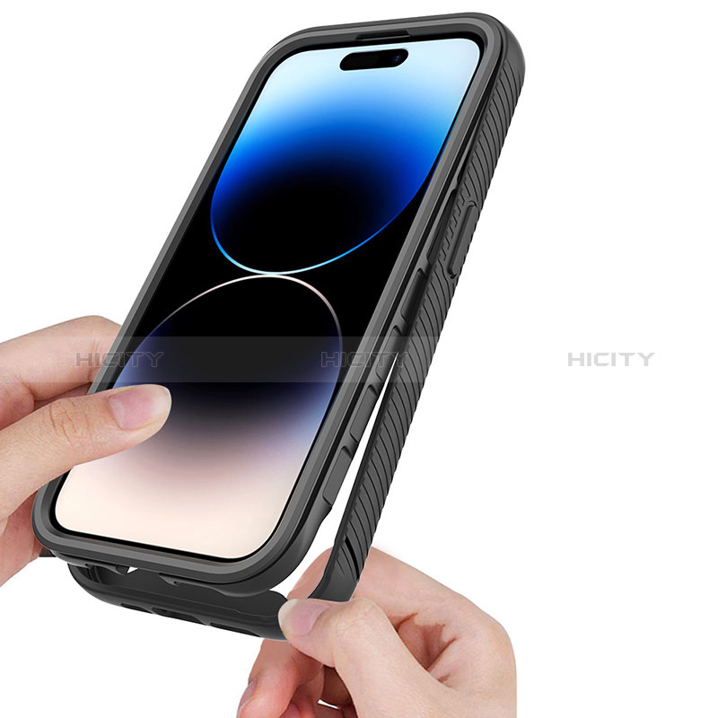 Apple iPhone 14 Pro用360度 フルカバー ハイブリットバンパーケース クリア透明 プラスチック カバー ZJ4 アップル 