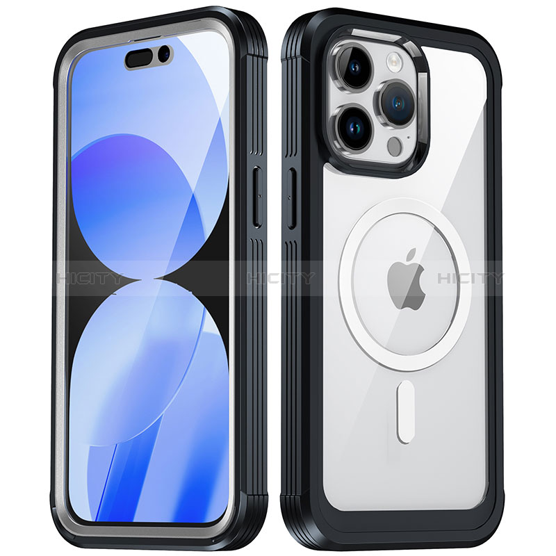 Apple iPhone 14 Pro用360度 フルカバー ハイブリットバンパーケース クリア透明 プラスチック カバー 360度 Mag-Safe 磁気 Magnetic AC1 アップル 