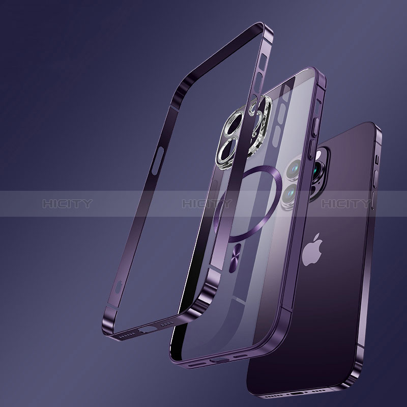 Apple iPhone 14 Pro用ケース 高級感 手触り良い メタル兼プラスチック バンパー Mag-Safe 磁気 Magnetic LK3 アップル 