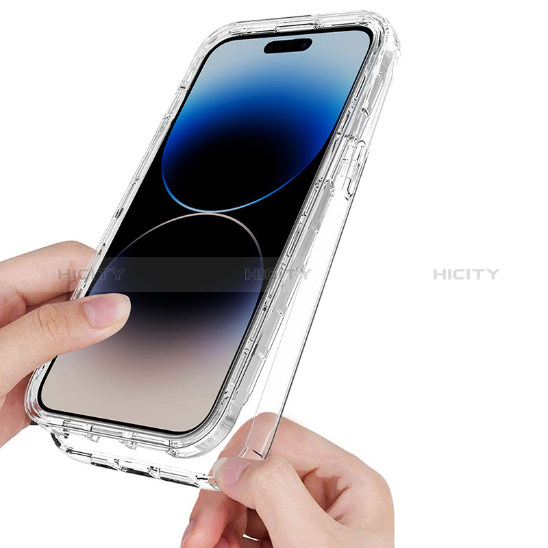 Apple iPhone 14 Pro用前面と背面 360度 フルカバー 極薄ソフトケース シリコンケース 耐衝撃 全面保護 バンパー 勾配色 透明 アップル 